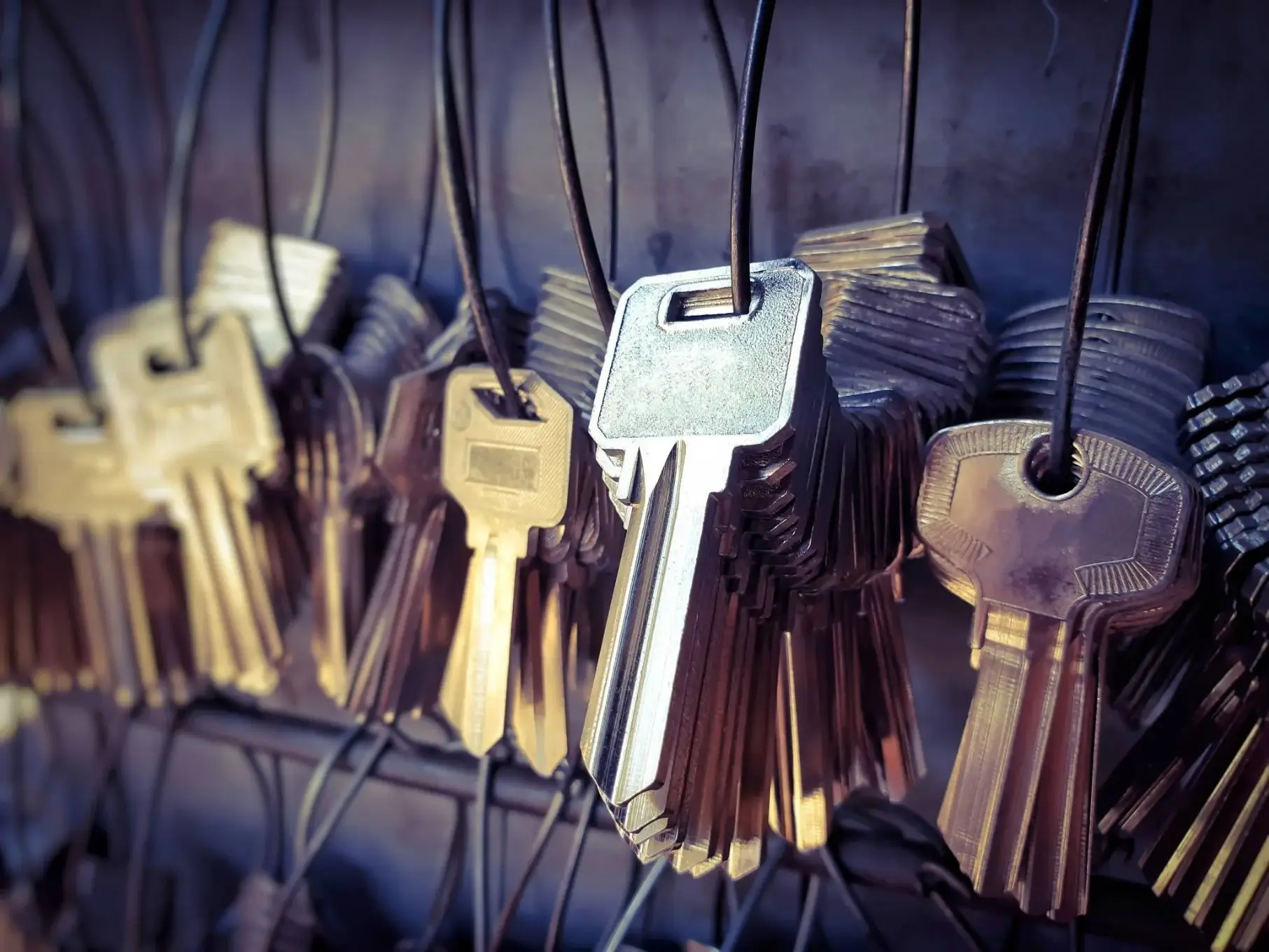 Keys and locks in a locksmith workshop